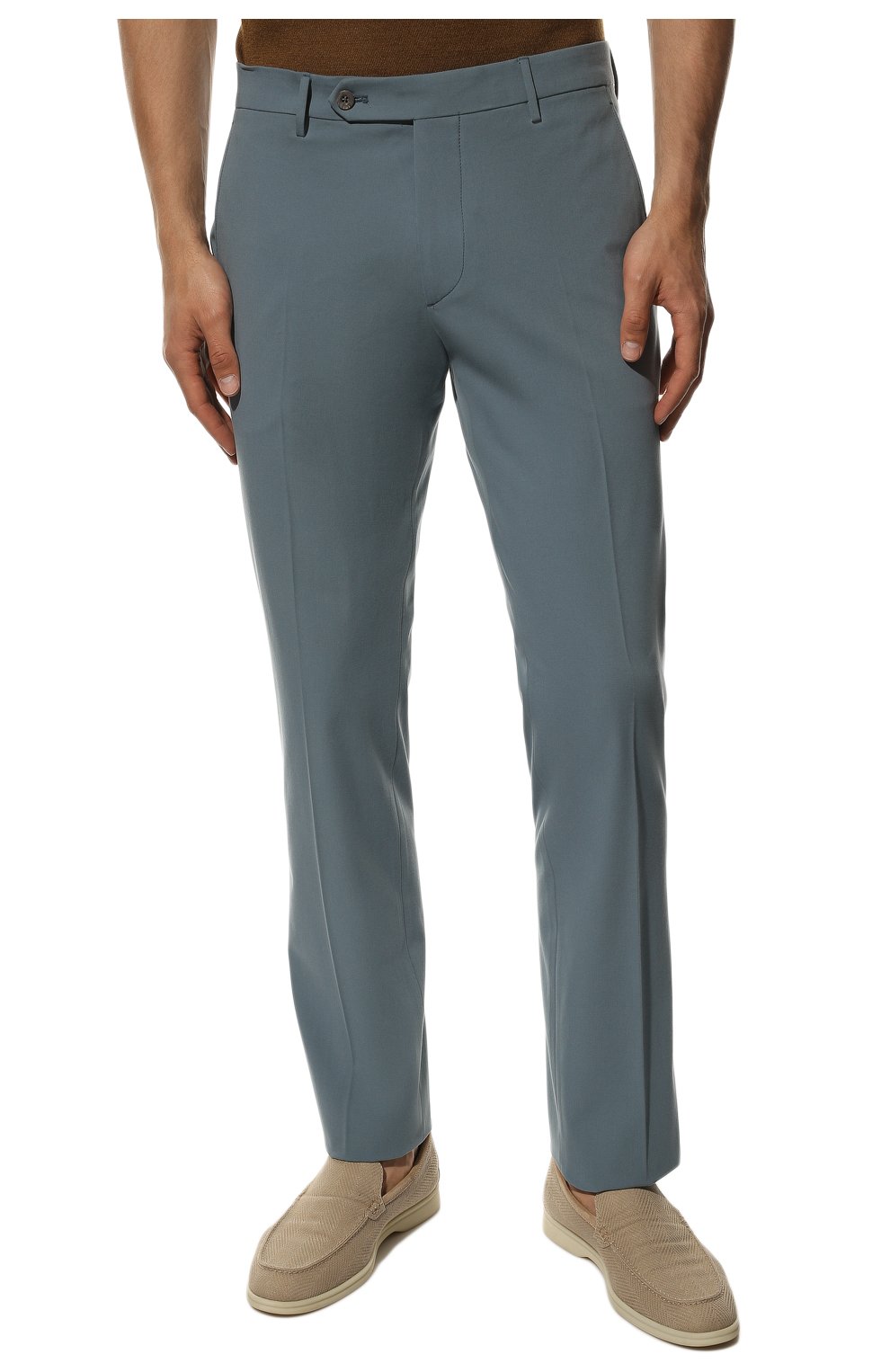 Мужские хлопковые брюки BERWICH серо-голубого цвета, арт. SC/1/LM1571X | Фото 3 (Длина (брюки, джинсы): Стандартные; Случай: Повседневный; Материал внешний: Хлопок; Стили: Кэжуэл)