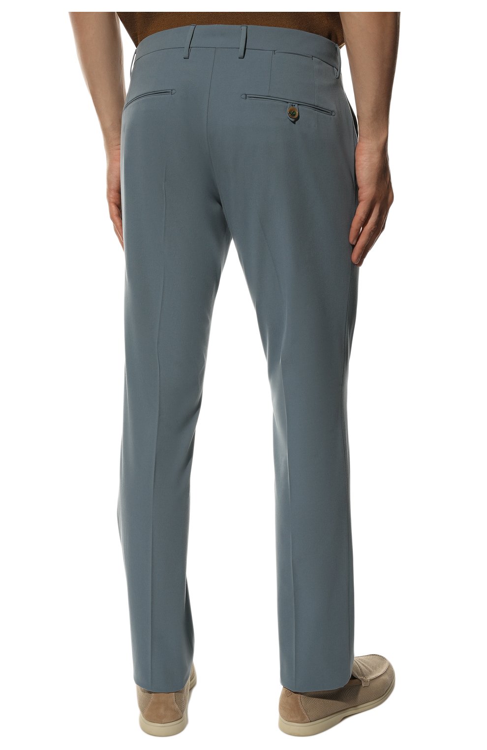 Мужские хлопковые брюки BERWICH серо-голубого цвета, арт. SC/1/LM1571X | Фото 4 (Длина (брюки, джинсы): Стандартные; Случай: Повседневный; Материал внешний: Хлопок; Стили: Кэжуэл)
