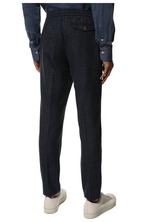 Мужские брюки из шерсти и шелка BERWICH темно-синего цвета, арт. SPIAGGIA RETR0/LP183U | Фото 4 (Материал внешний: Шерсть; Длина (брюки, джинсы): Стандартные; Случай: Повседневный; Материал подклада: Купро; Стили: Кэжуэл)