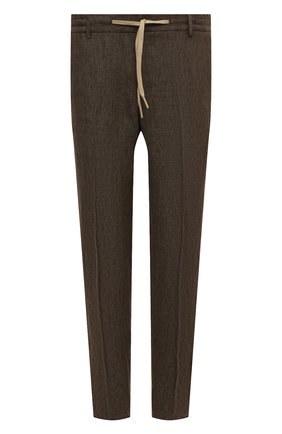 Мужские льняные брюки BERWICH коричневого цвета, арт. SPIAGGIA/LM104 | Фото 1 (Длина (брюки, джинсы): Стандартные; Случай: Повседневный; Материал внешний: Лен; Стили: Кэжуэл)