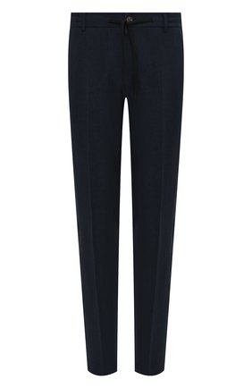 Мужские льняные брюки BERWICH темно-синего цвета, арт. SPIAGGIA/LM104 | Фото 1 (Длина (брюки, джинсы): Стандартные; Материал внешний: Лен; Случай: Повседневный; Стили: Кэжуэл)