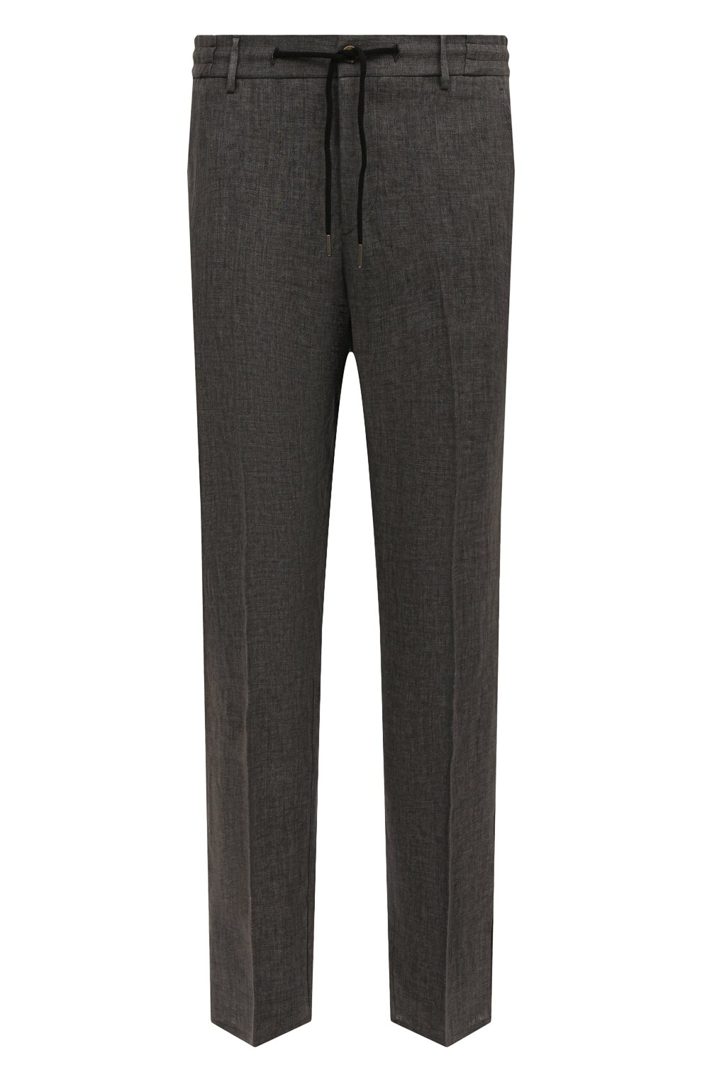 Мужские льняные брюки BERWICH темно-серого цвета, арт. SPIAGGIA/LM104 | Фото 1 (Длина (брюки, джинсы): Стандартные; Случай: Повседневный; Материал внешний: Лен; Стили: Кэжуэл)