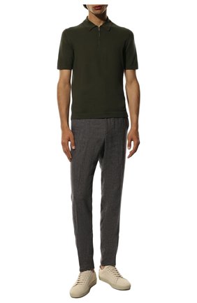 Мужские льняные брюки BERWICH темно-серого цвета, арт. SPIAGGIA/LM104 | Фото 2 (Длина (брюки, джинсы): Стандартные; Случай: Повседневный; Материал внешний: Лен; Стили: Кэжуэл)