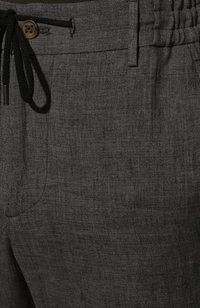 Мужские льняные брюки BERWICH темно-серого цвета, арт. SPIAGGIA/LM104 | Фото 5 (Длина (брюки, джинсы): Стандартные; Случай: Повседневный; Материал внешний: Лен; Стили: Кэжуэл)