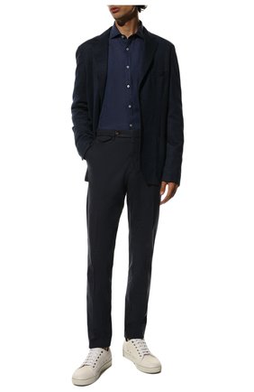 Мужские брюки BERWICH темно-синего цвета, арт. VULCAN0 Z/TS0465X | Фото 2 (Длина (брюки, джинсы): Стандартные; Материал внешний: Хлопок, Лиоцелл, Растительное волокно; Случай: Формальный; Стили: Кэжуэл)