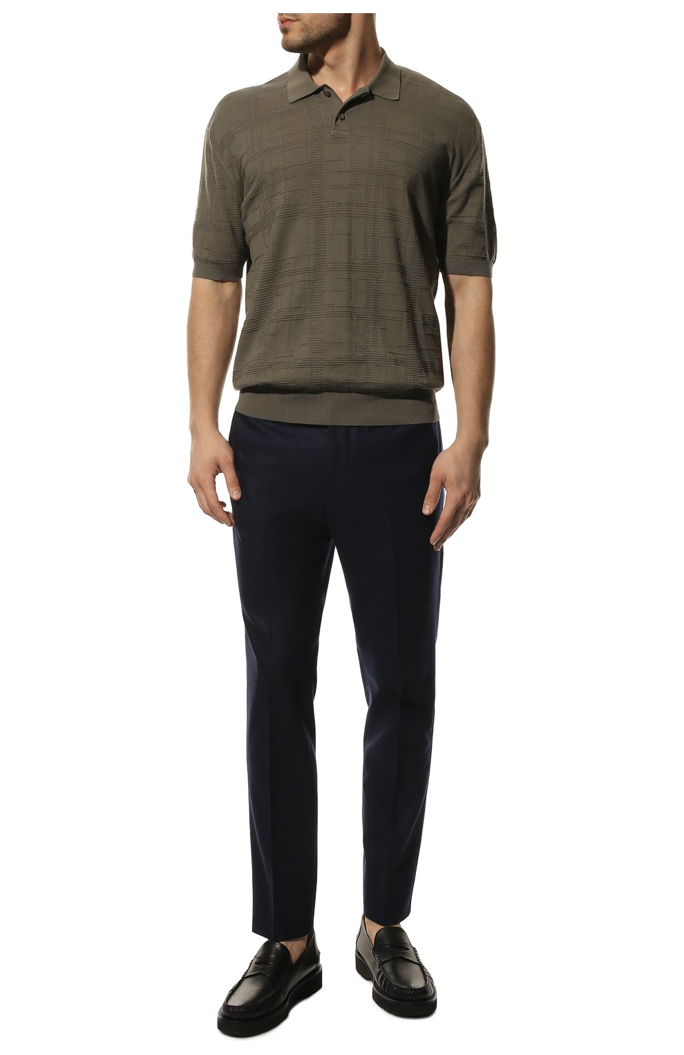 Мужские шерстяные брюки CORNELIANI темно-синего цвета, арт. 904L04-2818117/00 | Фото 2 (Материал внешний: Шерсть; Длина (брюки, джинсы): Стандартные; Случай: Повседневный; Стили: Кэжуэл)