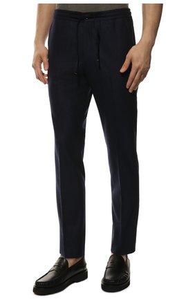 Мужские шерстяные брюки CORNELIANI темно-синего цвета, арт. 904L04-2818117/00 | Фото 3 (Материал внешний: Шерсть; Длина (брюки, джинсы): Стандартные; Случай: Повседневный; Стили: Кэжуэл)