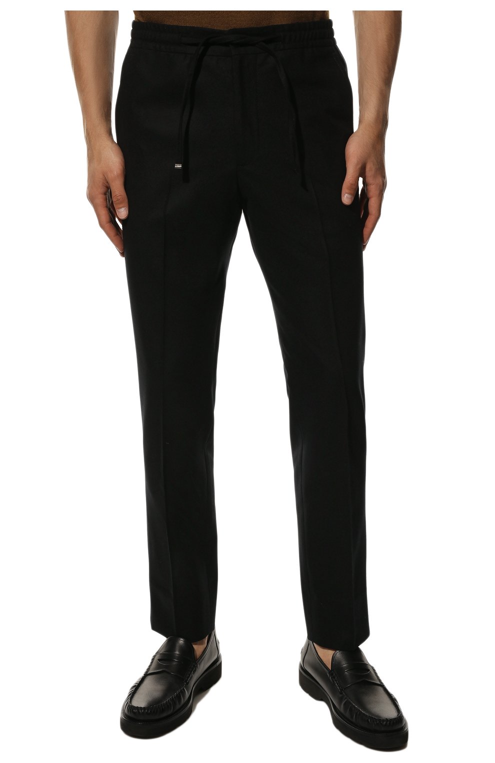 Мужские шерстяные брюки CORNELIANI черного цвета, арт. 904L04-2818117/00 | Фото 3 (Материал внешний: Шерсть; Длина (брюки, джинсы): Стандартные; Случай: Повседневный; Стили: Кэжуэл)