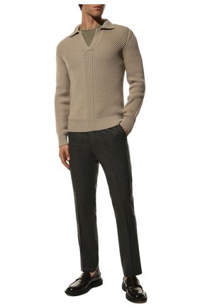 Мужские шерстяные брюки CORNELIANI хаки цвета по цене 29450 руб., арт. 904L04-2818117/00 | Фото 2 Мужские шерстяные брюки CORNELIANI хаки цвета, арт. 904L04-2818117/00 | Фото 2 (Материал внешний: Шерсть; Длина (брюки, джинсы): Стандартные; Случай: Повседневный; Стили: Кэжуэл)