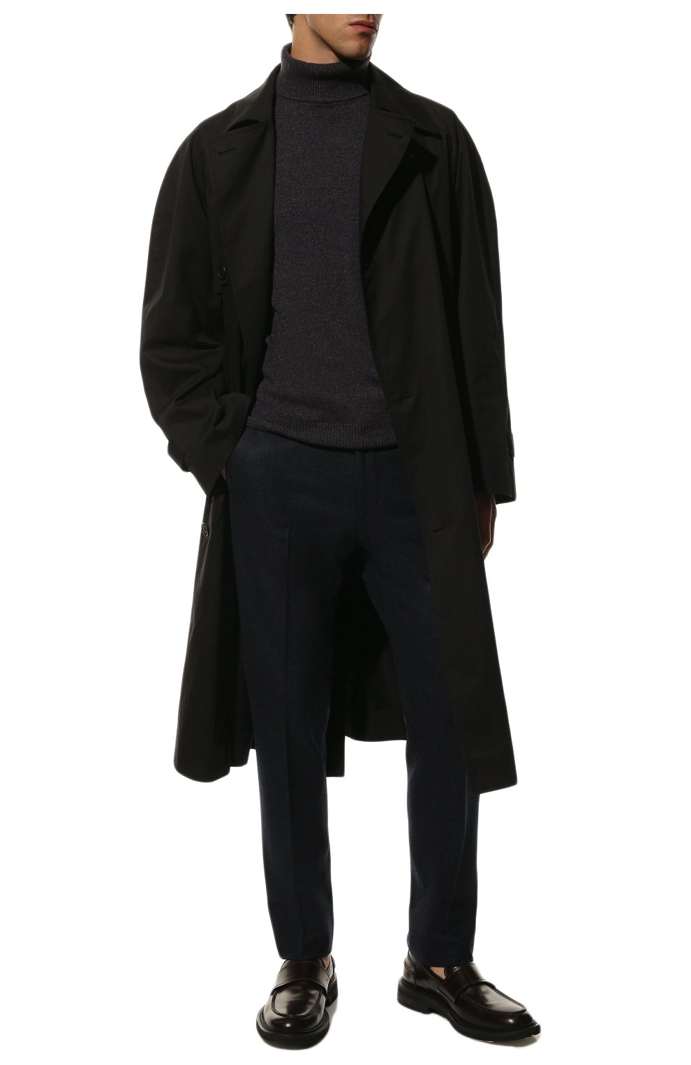 Мужские шерстяные брюки CORNELIANI темно-синего цвета, арт. 904L15-2818801/00 | Фото 2 (Материал внешний: Шерсть; Длина (брюки, джинсы): Стандартные; Случай: Повседневный; Стили: Кэжуэл)