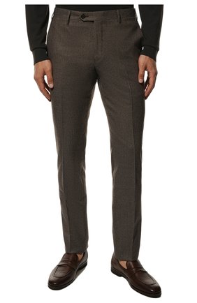 Мужские шерстяные брюки CORNELIANI коричневого цвета, арт. 905B01-2817226/02 | Фото 3 (Материал внешний: Шерсть; Длина (брюки, джинсы): Стандартные; Стили: Классический; Случай: Формальный; Материал подклада: Вискоза)