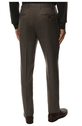 Мужские шерстяные брюки CORNELIANI коричневого цвета, арт. 905B01-2817226/02 | Фото 4 (Материал внешний: Шерсть; Длина (брюки, джинсы): Стандартные; Стили: Классический; Случай: Формальный; Материал подклада: Вискоза)
