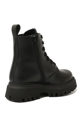 Детские кожаные ботинки MOSCHINO черного цвета, арт. 71837 VAR.1/28-35 | Фото 3 (Материал внешний: Кожа; Материал утеплителя: Натуральный мех)