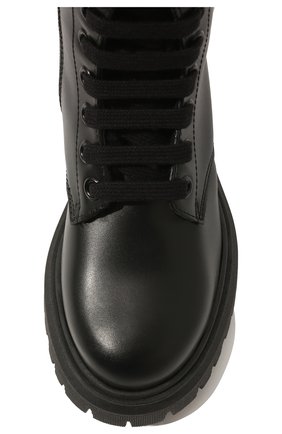 Детские кожаные ботинки MOSCHINO черного цвета, арт. 71837 VAR.1/28-35 | Фото 4 (Материал внешний: Кожа; Материал утеплителя: Натуральный мех)