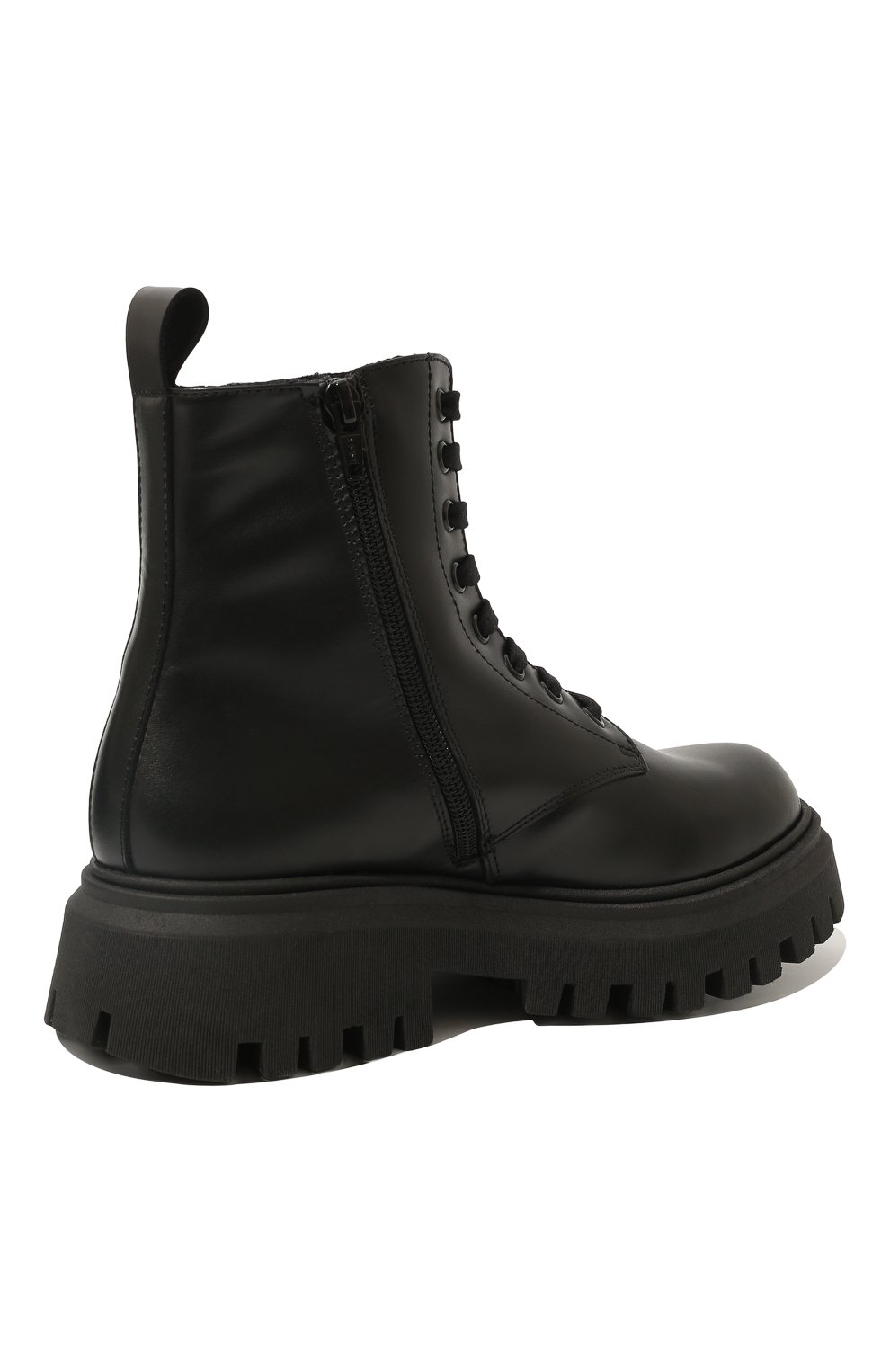 Детские кожаные ботинки MOSCHINO черного цвета, арт. 71837 VAR.1/36-41 | Фото 3 (Материал внешний: Кожа; Материал утеплителя: Натуральный мех)