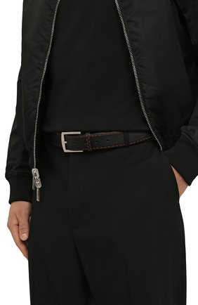 Мужской кожаный ремень KITON черного цвета, арт. USC3PN00126 | Фото 2 (Случай: Повседневный; Материал: Натуральная кожа)