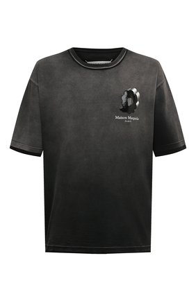 Мужская хлопковая футболка MAISON MARGIELA темно-серого цвета, арт. S50GC0670/S24341 | Фото 1 (Рукава: 3/4; Длина (для топов): Стандартные; Материал внешний: Хлопок; Принт: С принтом; Стили: Гранж)