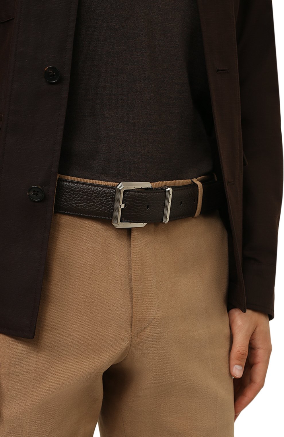 Мужской кожаный ремень STEFANO RICCI коричневого цвета, арт. N381VD/A566P | Фото 2 (Материал: Натуральная кожа; Случай: Формальный)