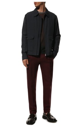 Мужские льняные брюки BERWICH бордового цвета, арт. RETR0 THECA 1P/SP1533 | Фото 2 (Длина (брюки, джинсы): Стандартные; Случай: Повседневный; Материал внешний: Лен; Стили: Кэжуэл)