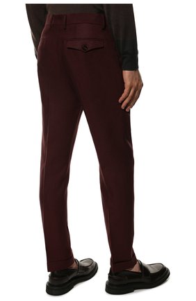 Мужские льняные брюки BERWICH бордового цвета, арт. RETR0 THECA 1P/SP1533 | Фото 4 (Длина (брюки, джинсы): Стандартные; Случай: Повседневный; Материал внешний: Лен; Стили: Кэжуэл)