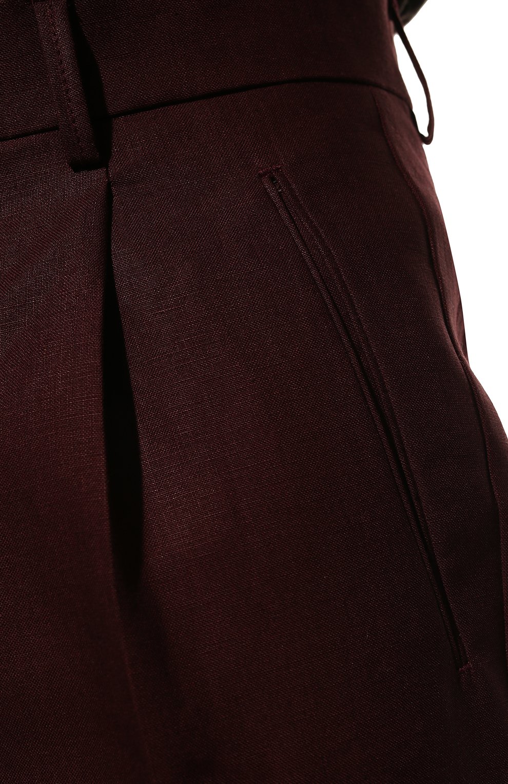Мужские льняные брюки BERWICH бордового цвета, арт. RETR0 THECA 1P/SP1533 | Фото 5 (Длина (брюки, джинсы): Стандартные; Случай: Повседневный; Материал внешний: Лен; Стили: Кэжуэл)