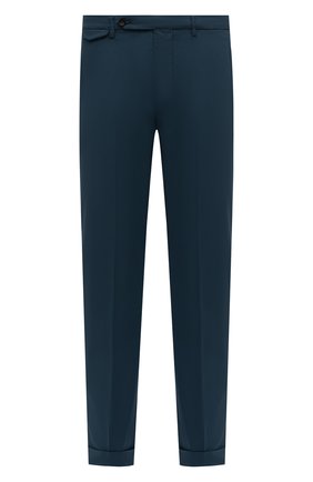 Мужские брюки из хлопка и шелка BERWICH темно-синего цвета, арт. VULCAN0 Z/TF0599X | Фото 1 (Длина (брюки, джинсы): Стандартные; Материал внешний: Хлопок; Случай: Повседневный; Силуэт М (брюки): Чиносы; Стили: Кэжуэл)