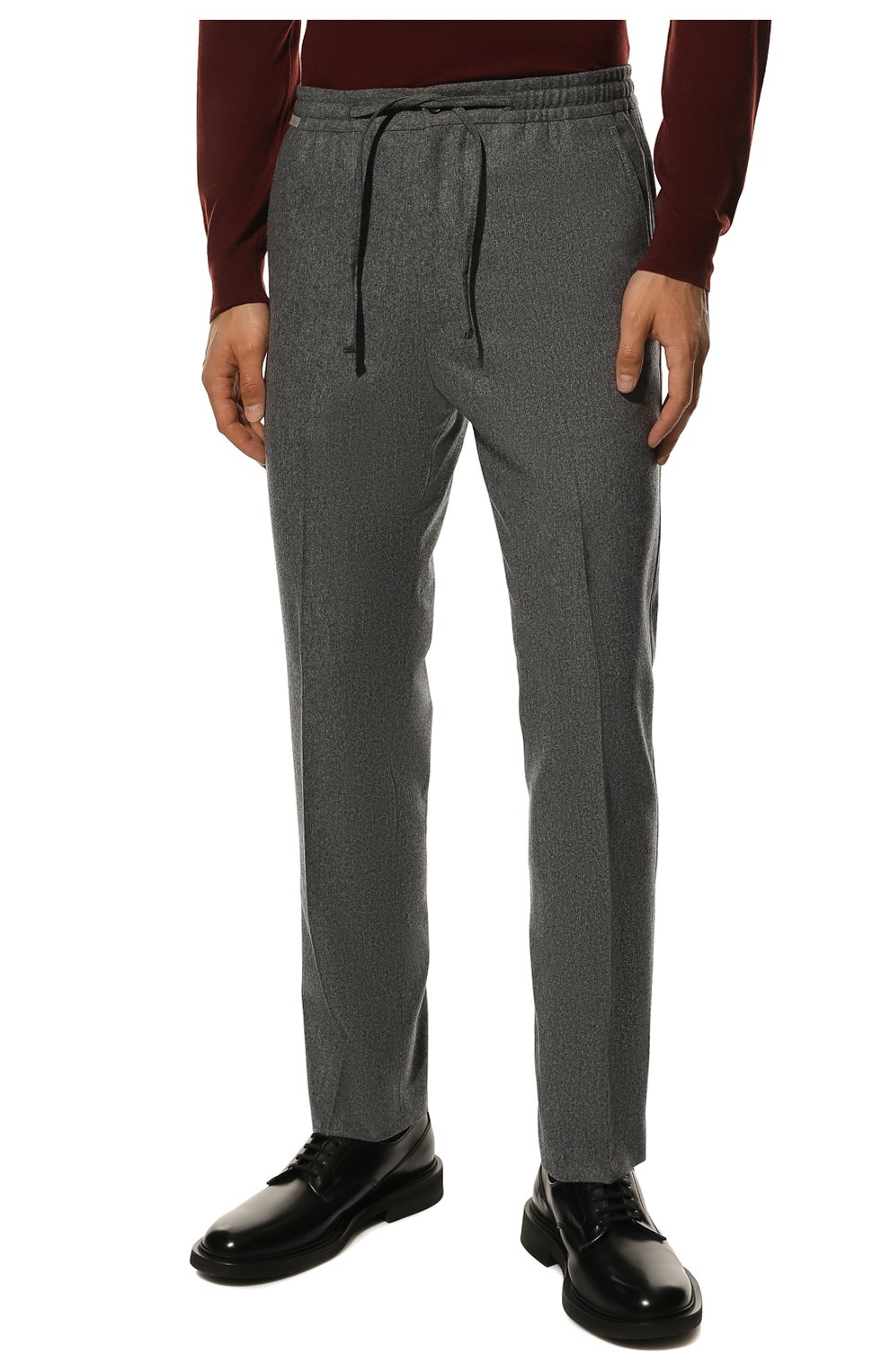 Мужские шерстяные брюки CORNELIANI серого цвета, арт. 904L04-2818117/00 | Фото 3 (Материал внешний: Шерсть; Длина (брюки, джинсы): Стандартные; Случай: Повседневный; Стили: Кэжуэл)