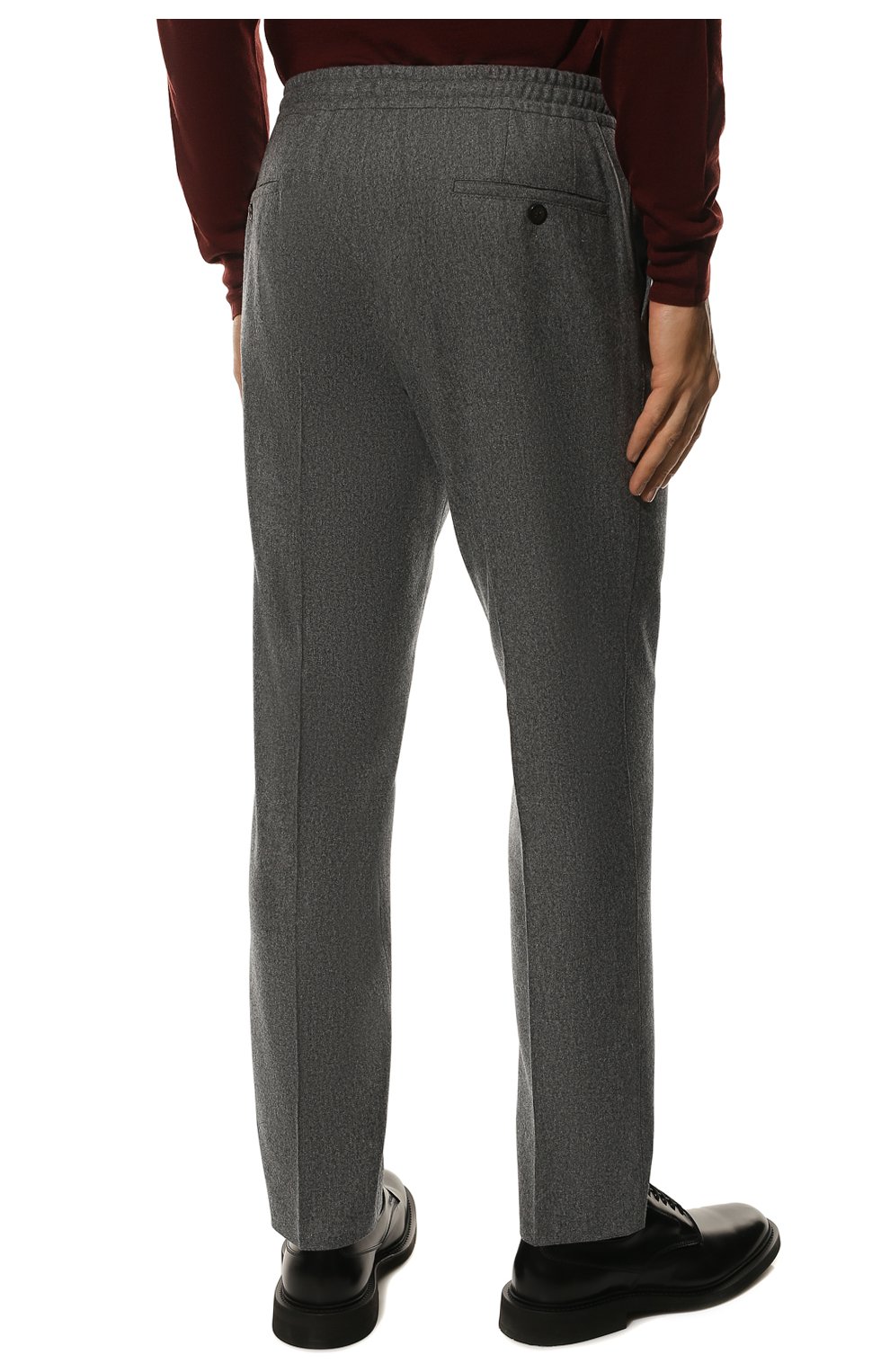 Мужские шерстяные брюки CORNELIANI серого цвета, арт. 904L04-2818117/00 | Фото 4 (Материал внешний: Шерсть; Длина (брюки, джинсы): Стандартные; Случай: Повседневный; Стили: Кэжуэл)