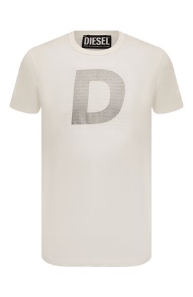 Мужская хлопковая футболка DIESEL кремвого цвета, арт. A06603/0TDAK | Фото 1 (Принт: С принтом; Рукава: Короткие; Длина (для топов): Стандартные; Материал внешний: Хлопок; Стили: Кэжуэл)
