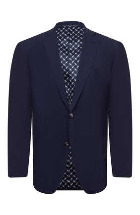 Мужской пиджак из шерсти и шелка ZILLI темно-синего цвета, арт. MNQ-VG23-2-46640/2600 | Фото 1 (Длина (для топов): Стандартные; Материал внешний: Шерсть; Рукава: Длинные)