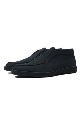 Мужские кожаные ботинки SANTONI темно-синего цвета, арт. MGDG1782300TEGBLU59 | Фото 1 (Материал внешний: Кожа; Материал внутренний: Натуральная кожа)