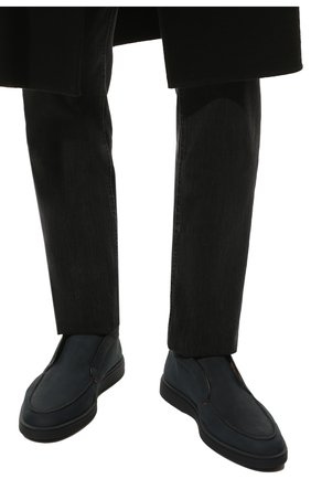 Мужские кожаные ботинки SANTONI темно-синего цвета, арт. MGDG1782300TEGBLU59 | Фото 3 (Материал внешний: Кожа; Мужское Кросс-КТ: Ботинки-обувь; Материал внутренний: Натуральная кожа; Материал утеплителя: Без утеплителя)