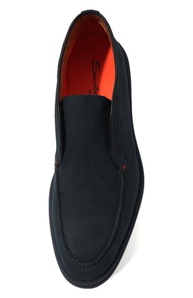 Мужские кожаные ботинки SANTONI темно-синего цвета, арт. MGDG1782300TEGBLU59 | Фото 6 (Материал внешний: Кожа; Мужское Кросс-КТ: Ботинки-обувь; Материал внутренний: Натуральная кожа; Материал утеплителя: Без утеплителя)