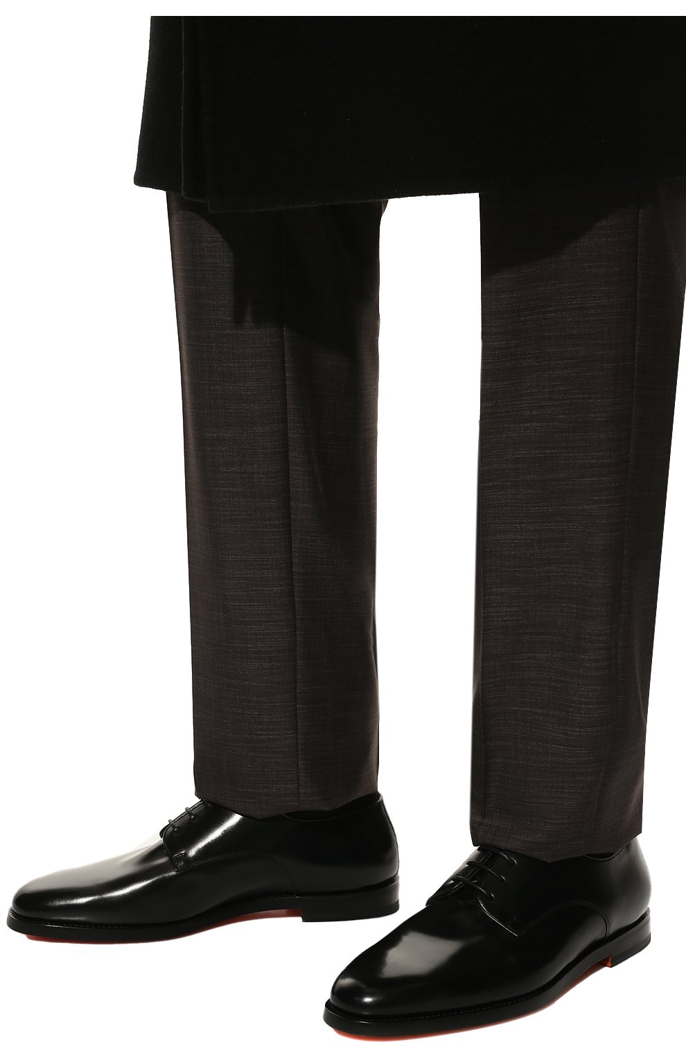 Мужские кожаные дерби SANTONI черного цвета, арт. MCNG17752SB3EVRTN01 | Фото 3 (Материал внешний: Кожа; Материал внутренний: Натуральная кожа; Стили: Классический)