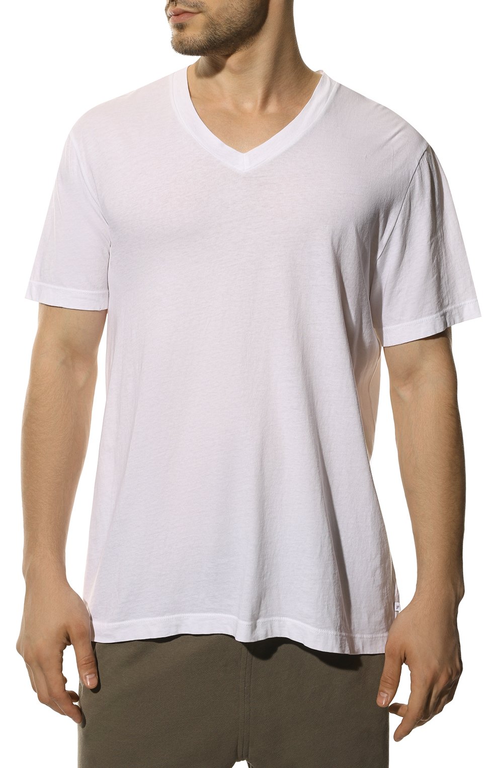 Мужская хлопковая футболка JAMES PERSE белого цвета, арт. MHE3352/MLJ3352 | Фото 3 (Принт: Без принта; Рукава: Короткие; Длина (для топов): Стандартные; Материал внешний: Хлопок; Стили: Минимализм)
