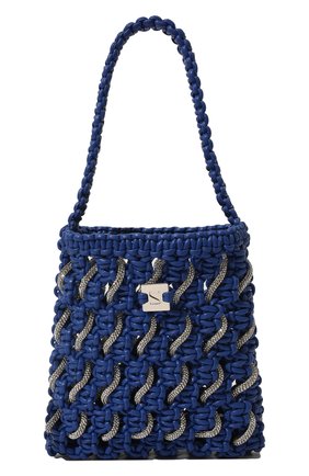 Женский сумка-тоут woven small YUZEFI синего цвета, арт. YUZPF22-HB-SWCT-17 | Фото 1 (Материал: Экокожа, Текстиль; Размер: small; Сумки-технические: Сумки-шопперы)