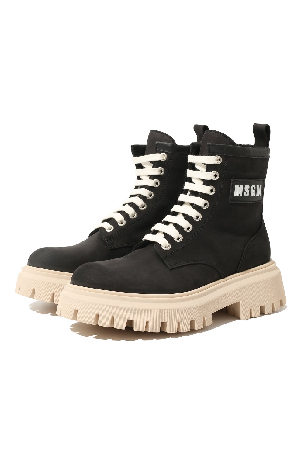 Детские кожаные ботинки MSGM KIDS черного цвета, арт. 72550 VAR.1/36-41 | Фото 1 (Материал внутренний: Текстиль)