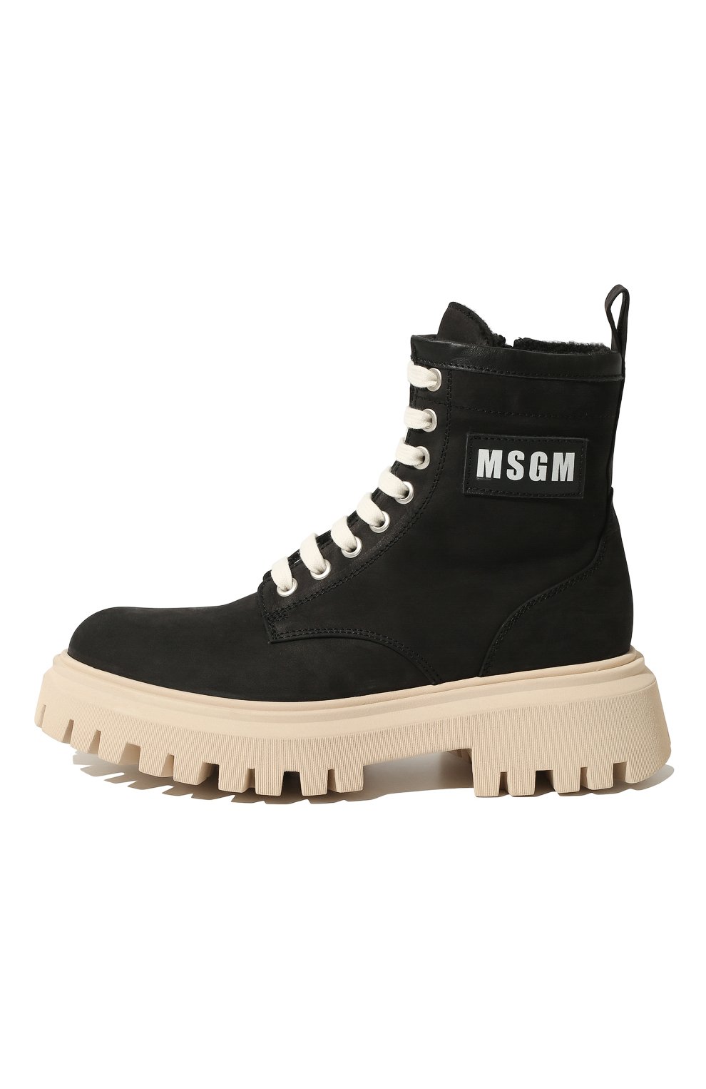 Детские кожаные ботинки MSGM KIDS черного цвета, арт. 72550 VAR.1/36-41 | Фото 2 (Материал внутренний: Текстиль)