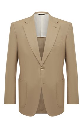 Мужской хлопковый пиджак TOM FORD бежевого цвета, арт. 572R3715A740 | Фото 1 (Материал внешний: Хлопок; Длина (для топов): Стандартные; Рукава: Длинные)