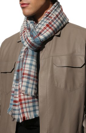 Мужской кашемировый шарф LORO PIANA разноцветного цвета, арт. FAE0674 | Фото 2 (Материал: Шерсть, Текстиль, Кашемир)