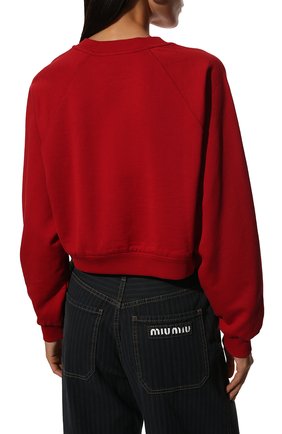 Женский хлопковый свитшот DOLCE & GABBANA красного цвета, арт. F9N26Z/FU7DU | Фото 4 (Рукава: Длинные; Материал внешний: Хлопок; Стили: Спорт-шик; Длина (для топов): Укороченные; Женское Кросс-КТ: Свитшот-одежда)