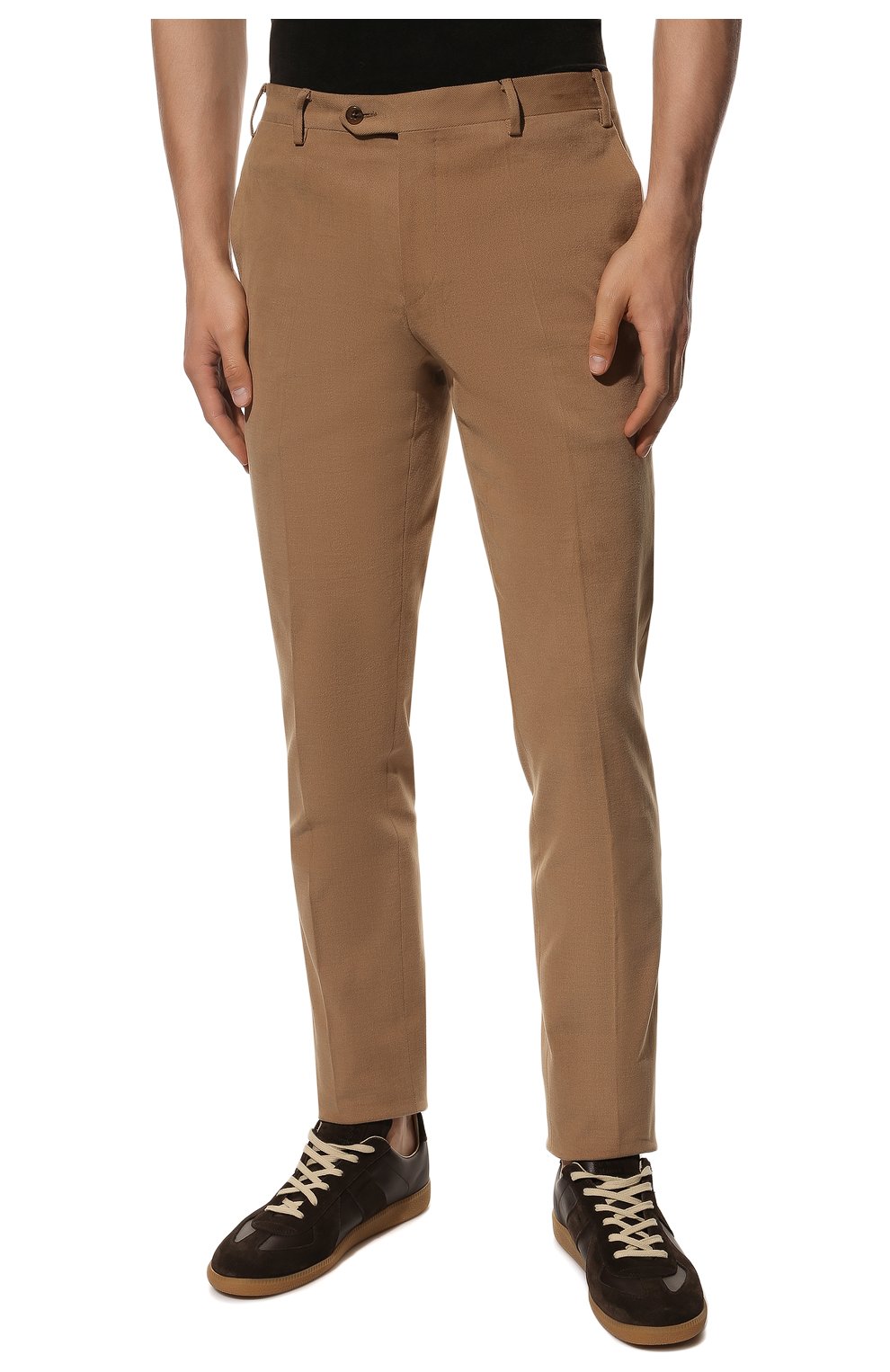 Мужские хлопковые брюки CORNELIANI бежевого цвета, арт. 904B01-2818503/02 | Фото 3 (Силуэт М (брюки): Чиносы; Длина (брюки, джинсы): Стандартные; Случай: Повседневный; Материал внешний: Хлопок; Стили: Классический)