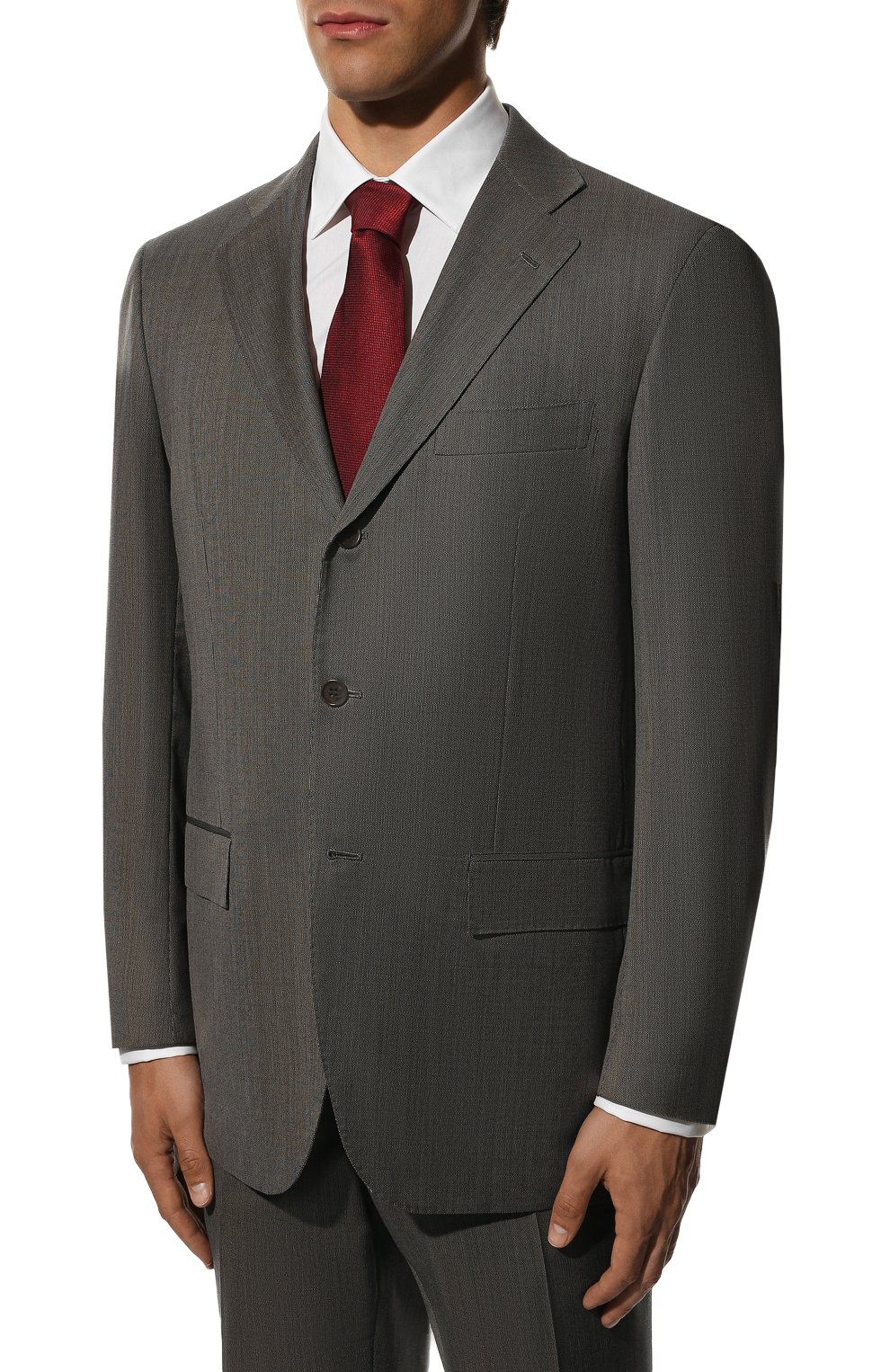 Мужской шерстяной костюм KITON серого цвета, арт. UA90/1Z82 | Фото 2 (Материал внешний: Шерсть; Рукава: Длинные; Костюмы М: Однобортный; Стили: Классический)