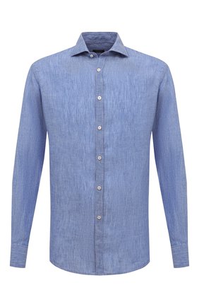 Мужская льняная рубашка BROUBACK синего цвета, арт. ASC-AUGUSTA-38/ATENE | Фото 1 (Рукава: Длинные; Материал внешний: Лен; Длина (для топов): Стандартные)