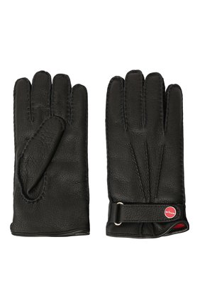 Мужские кожаные перчатки KITON черного цвета, арт. UGU023X0263B | Фото 2 (Материал: Натуральная кожа; Мужское Кросс-КТ: Кожа и замша)