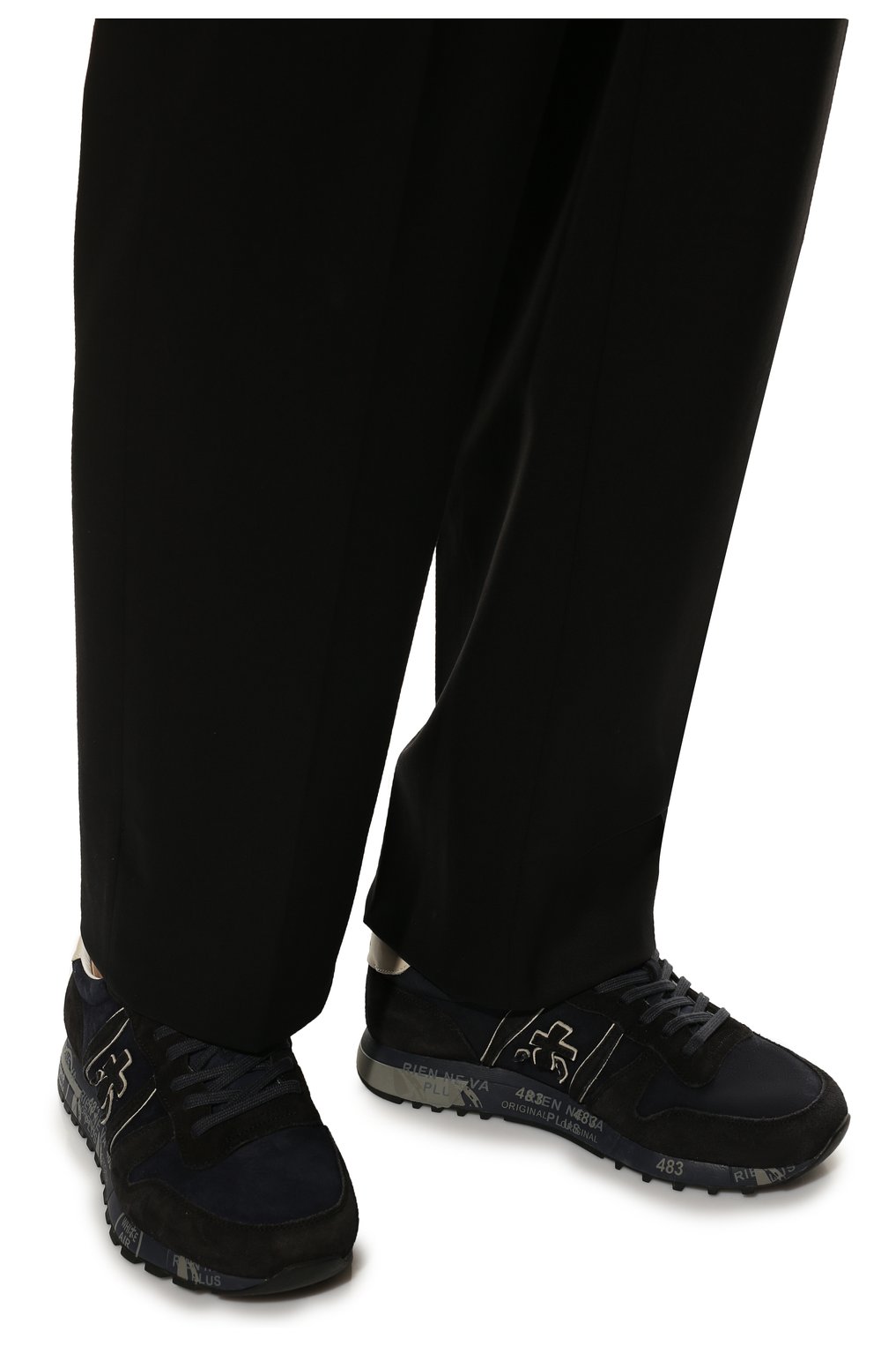 Мужские замшевые кроссовки eric PREMIATA темно-синего цвета, арт. ERIC/VAR5920 | Фото 3 (Материал внешний: Замша, Кожа; Материал внутренний: Натуральная кожа; Стили: Классический; Материал утеплителя: Без утеплителя)