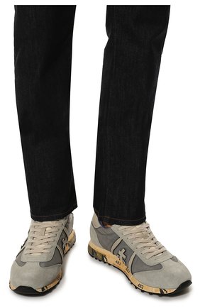 Мужские комбинированные кроссовки lucy PREMIATA серого цвета, арт. LUCY/VAR5646 | Фото 3 (Материал внешний: Текстиль, Кожа; Материал внутренний: Натуральная кожа; Стили: Классический; Материал утеплителя: Без утеплителя)