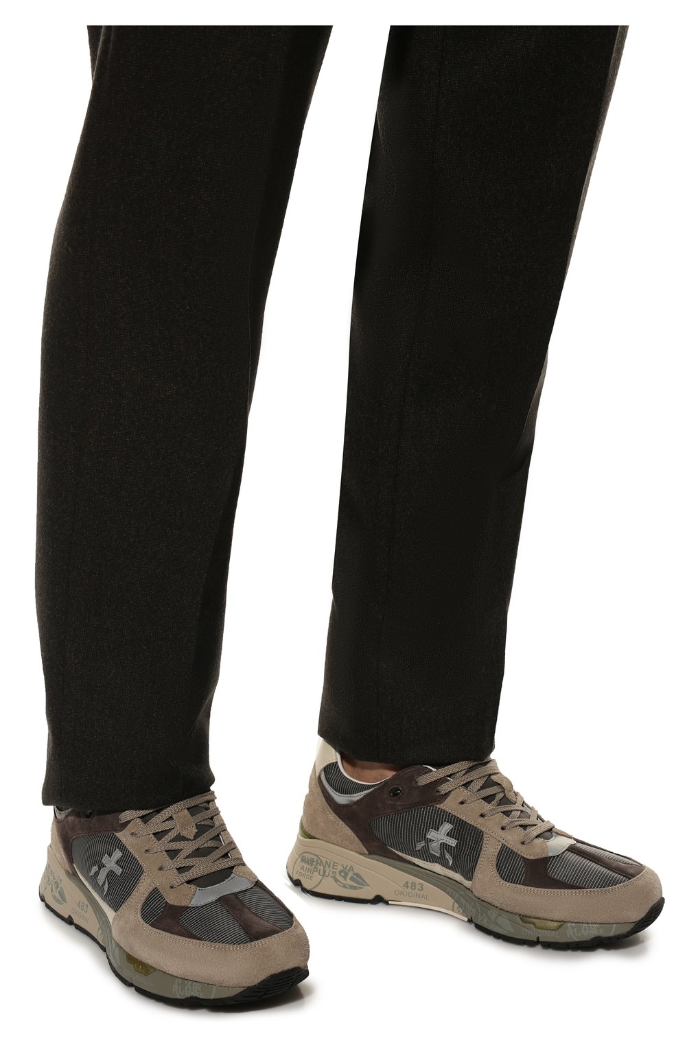 Мужские комбинированные кроссовки mase PREMIATA серого цвета, арт. MASE/VAR5880 | Фото 3 (Материал внешний: Кожа; Материал внутренний: Натуральная кожа; Стили: Классический; Материал утеплителя: Без утеплителя)