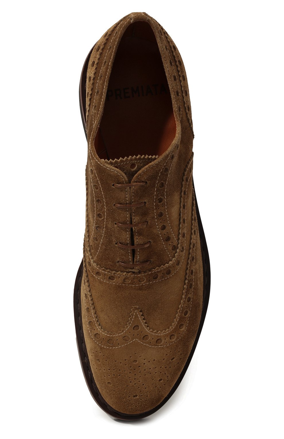 Мужские замшевые оксфорды PREMIATA коричневого цвета, арт. 31116/PEACH | Фото 6 (Материал внешний: Кожа, Замша; Мужское Кросс-КТ: Броги-обувь; Материал внутренний: Натуральная кожа; Стили: Классический)