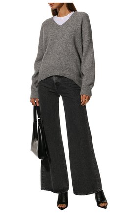 Женский свитер BOSS серого цвета, арт. 50478295 | Фото 2 (Материал внешний: Синтетический материал, Шерсть; Длина (для топов): Стандартные; Рукава: Длинные)